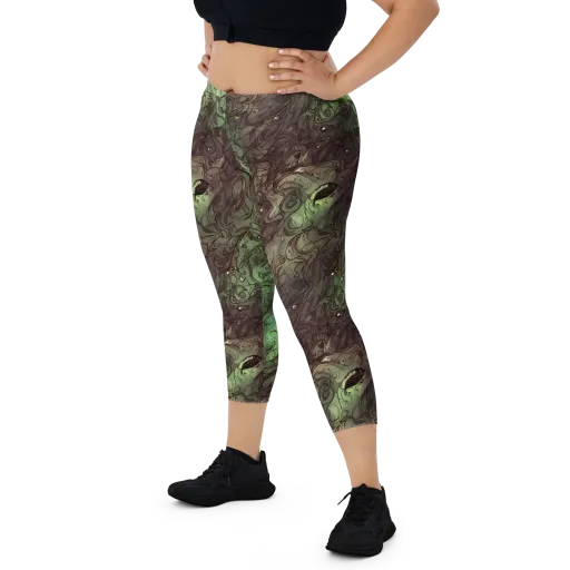 Mossborn Masquerade on a Capri Leggings