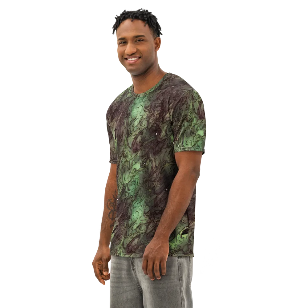 Mossborn Masquerade on Men's Cotton Crew Neck T-Shirt — Left Front