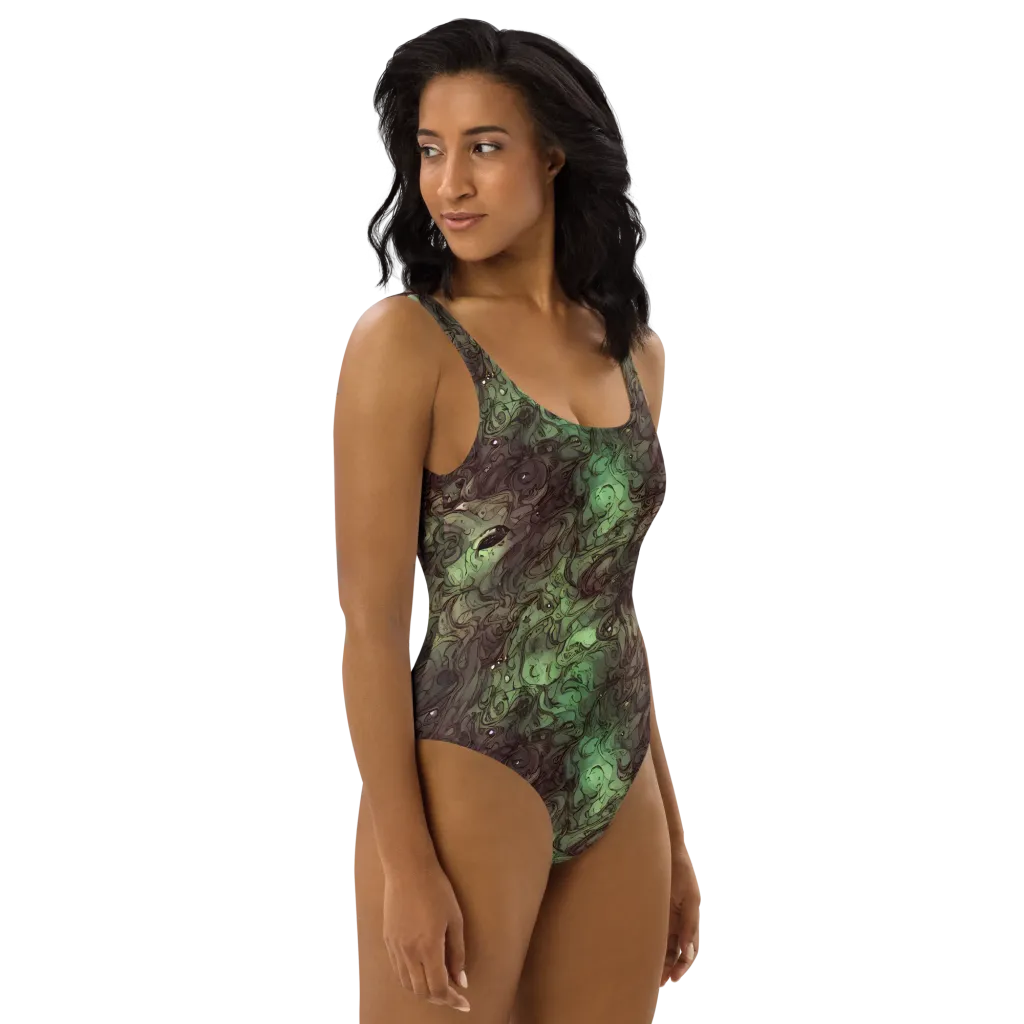 Mossborn Masquerade on One-Piece Swimsuit — Right