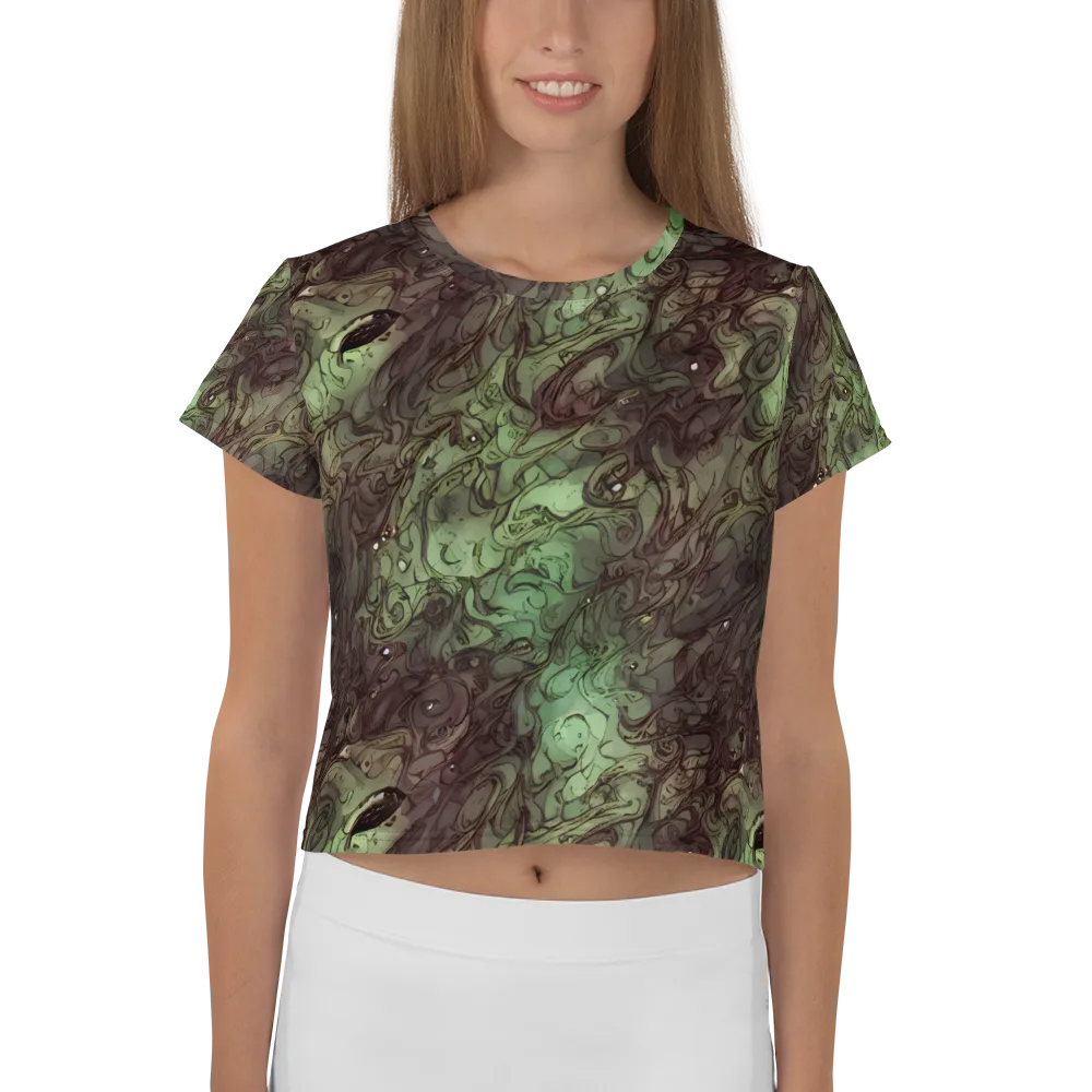 Mossborn Masquerade on Crop Tee — Front