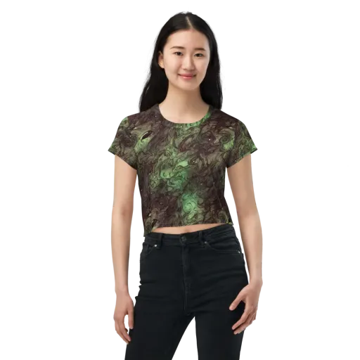 Mossborn Masquerade on a Crop Tee