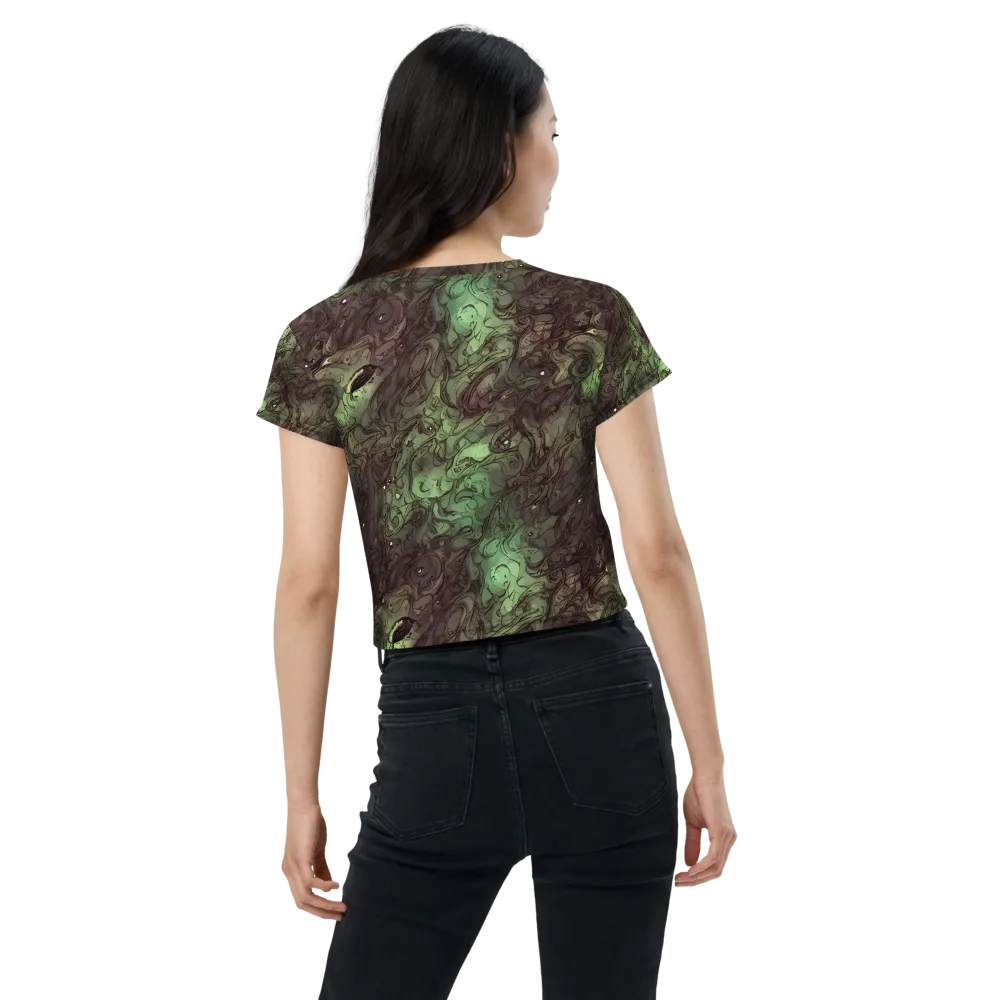 Mossborn Masquerade on Crop Tee — Back