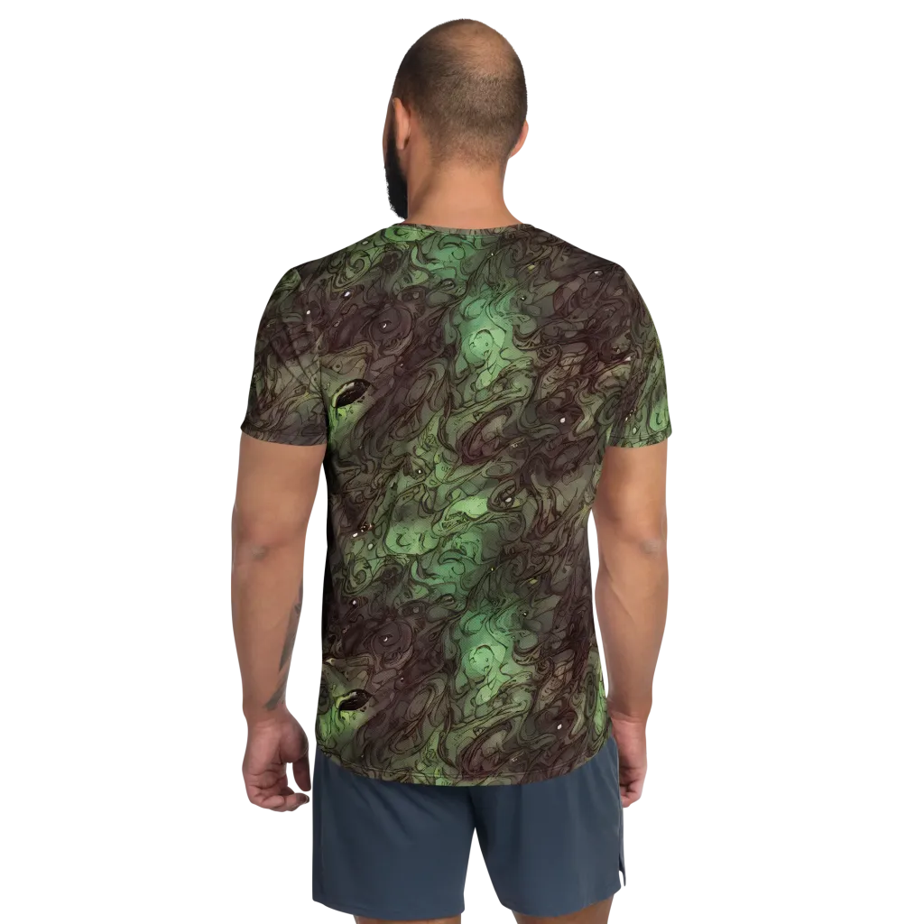 Mossborn Masquerade on Men's Athletic T-Shirt — Back