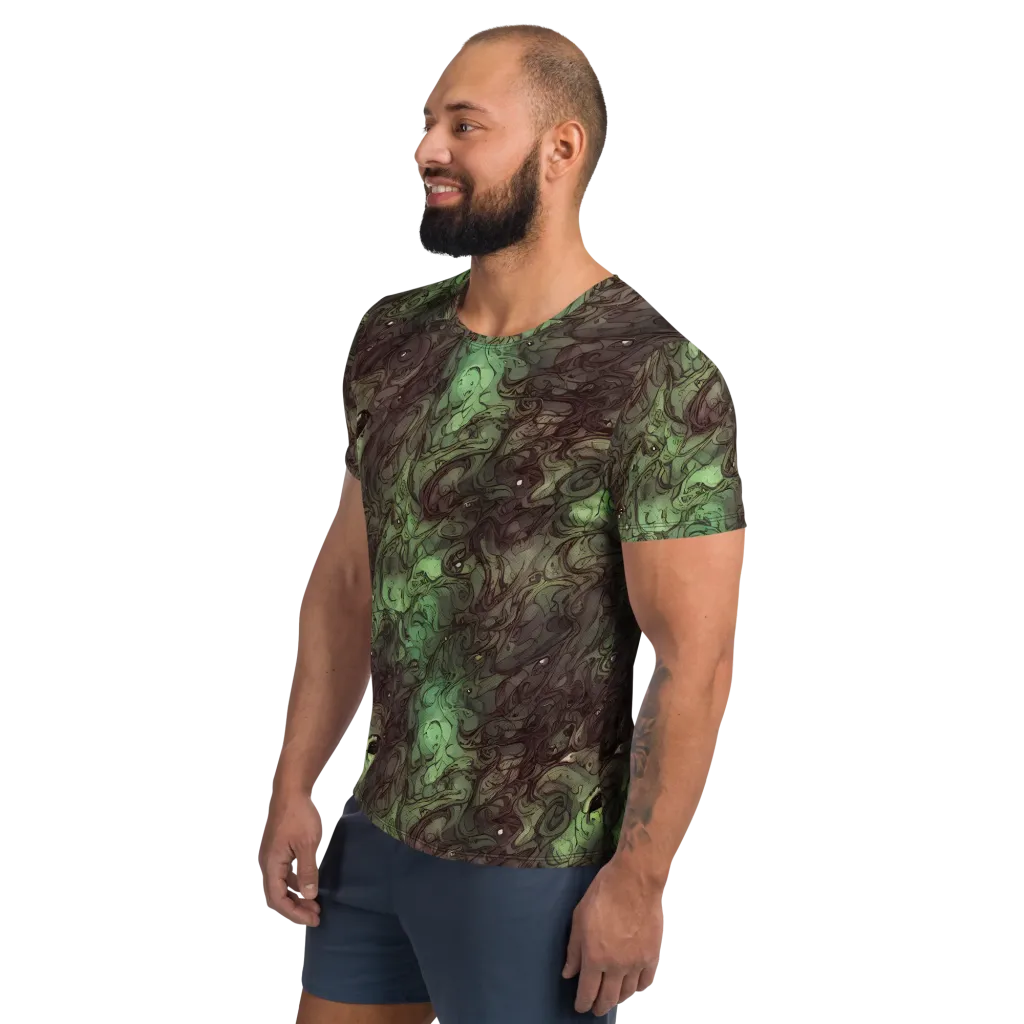 Mossborn Masquerade on Men's Athletic T-Shirt — Left