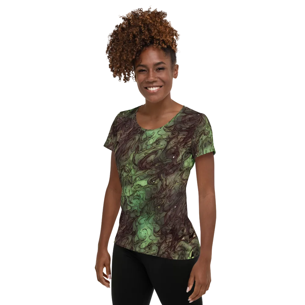 Mossborn Masquerade on Women's Athletic T-Shirt — Left
