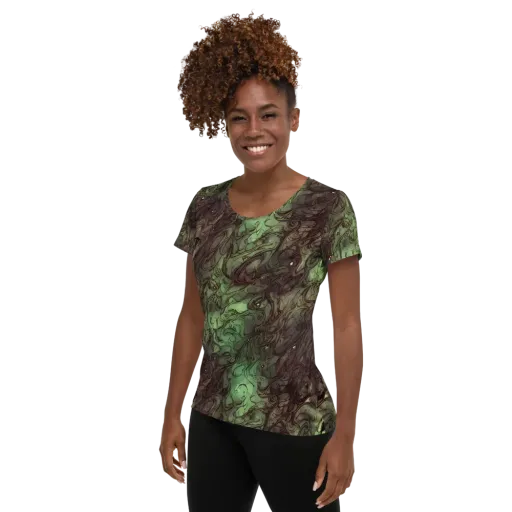 Mossborn Masquerade on a Women's Athletic T-Shirt