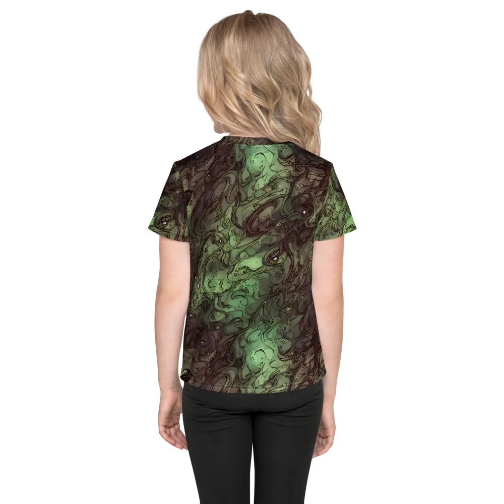Mossborn Masquerade on Kids Crew Neck T-Shirt — Back