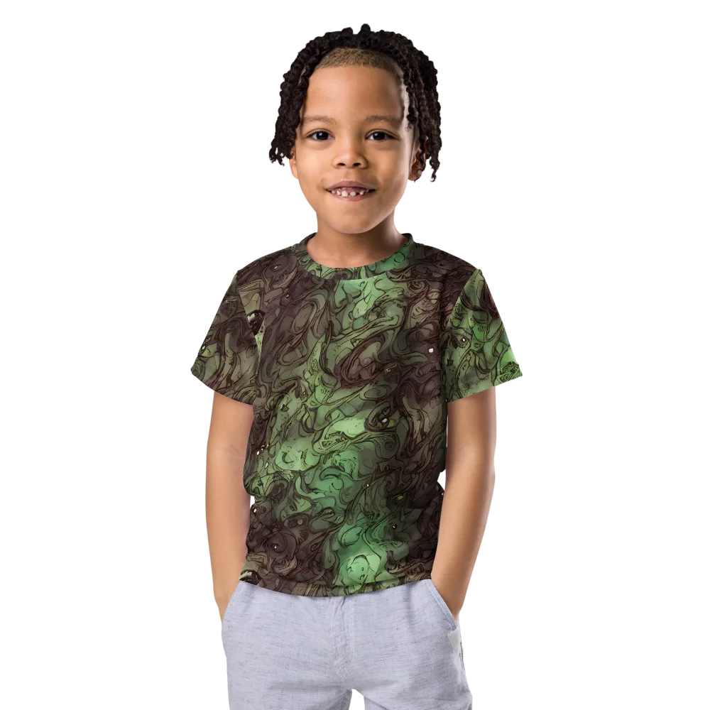 Mossborn Masquerade on Kids Crew Neck T-Shirt — Front
