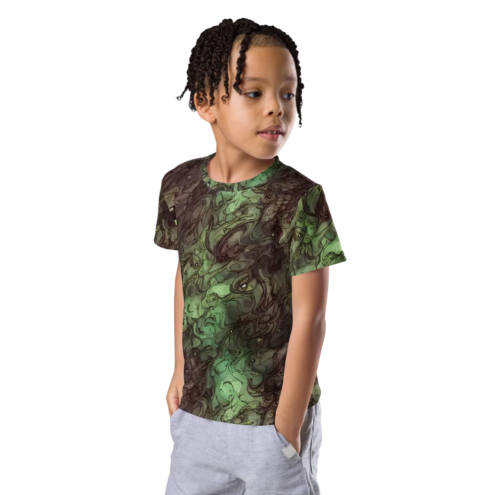 Mossborn Masquerade on Kids Crew Neck T-Shirt — Left Front