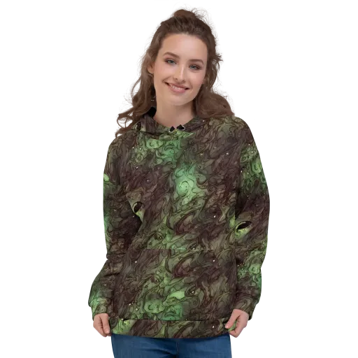 Mossborn Masquerade on a Hoodie