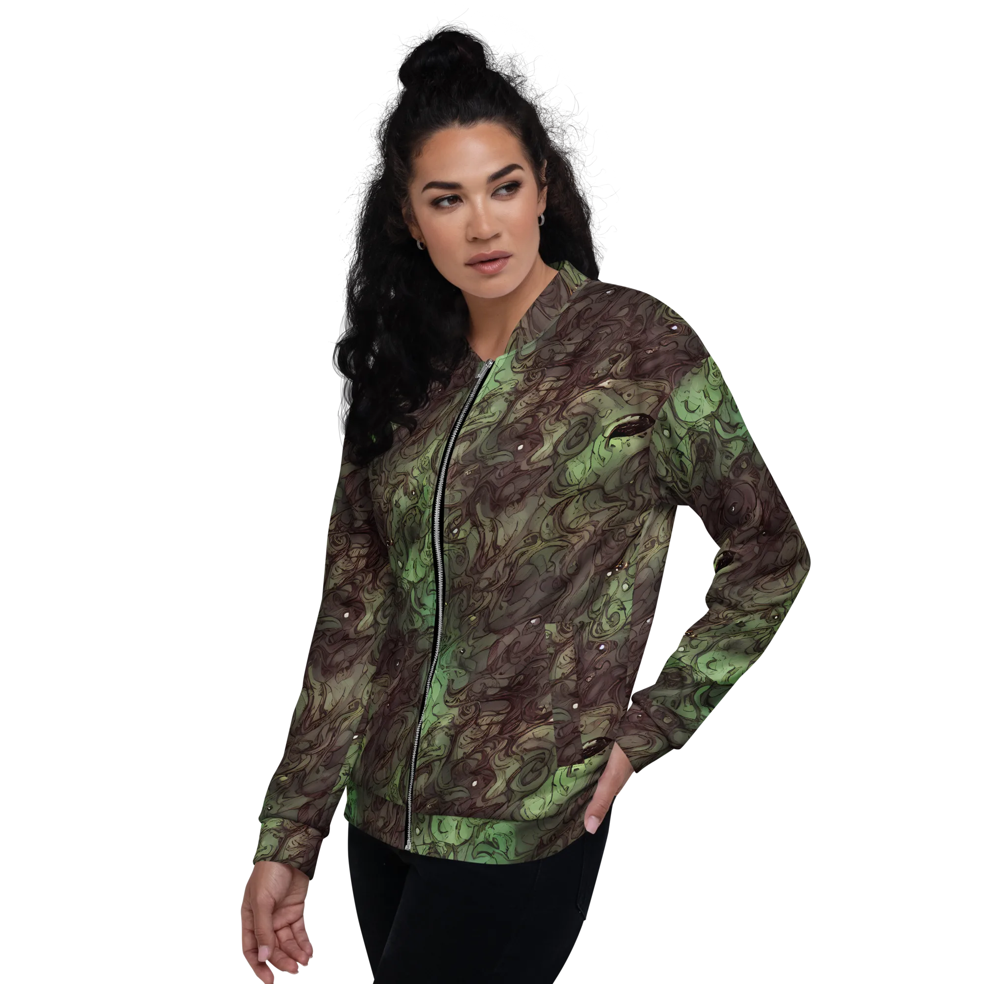 Mossborn Masquerade on Bomber Jacket — Left