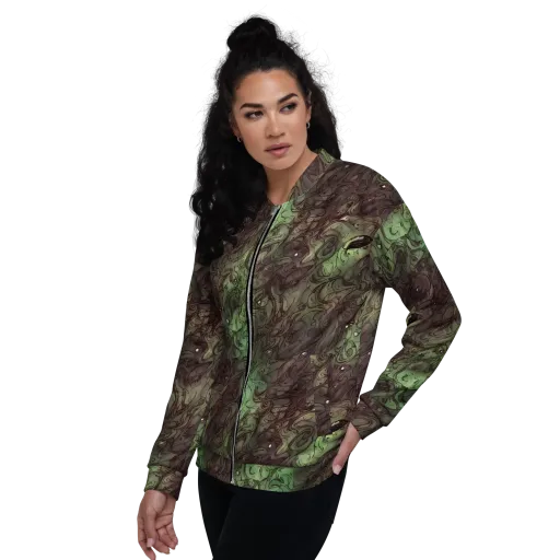 Mossborn Masquerade on a Bomber Jacket