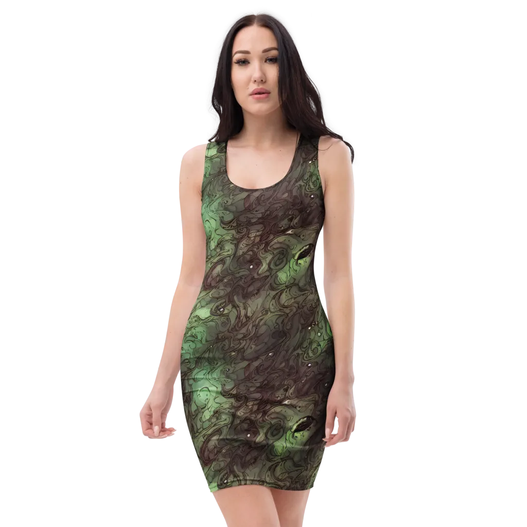 Mossborn Masquerade on Bodycon Dress — Front