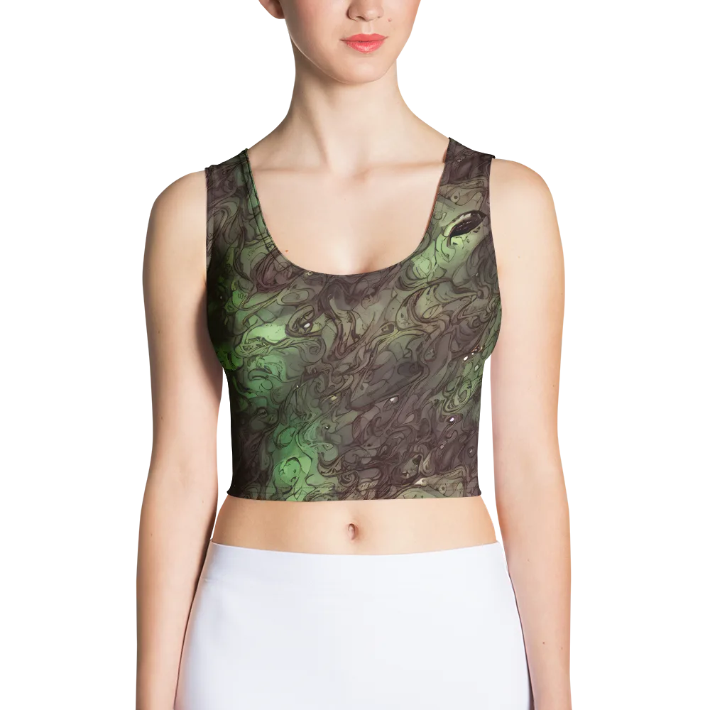Mossborn Masquerade on Crop Top — Front