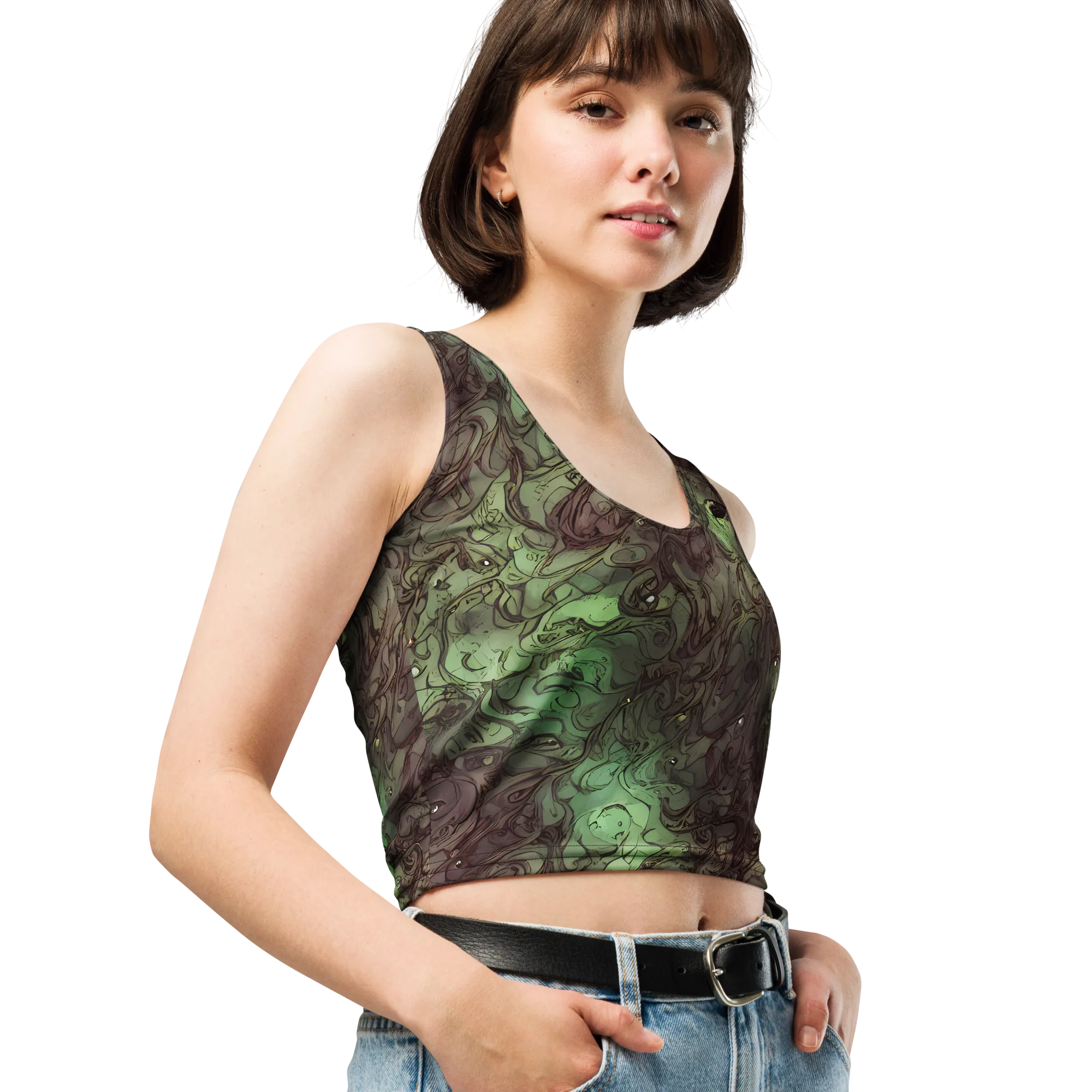 Mossborn Masquerade on Crop Top — Right Front