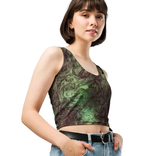 Mossborn Masquerade on a Crop Top