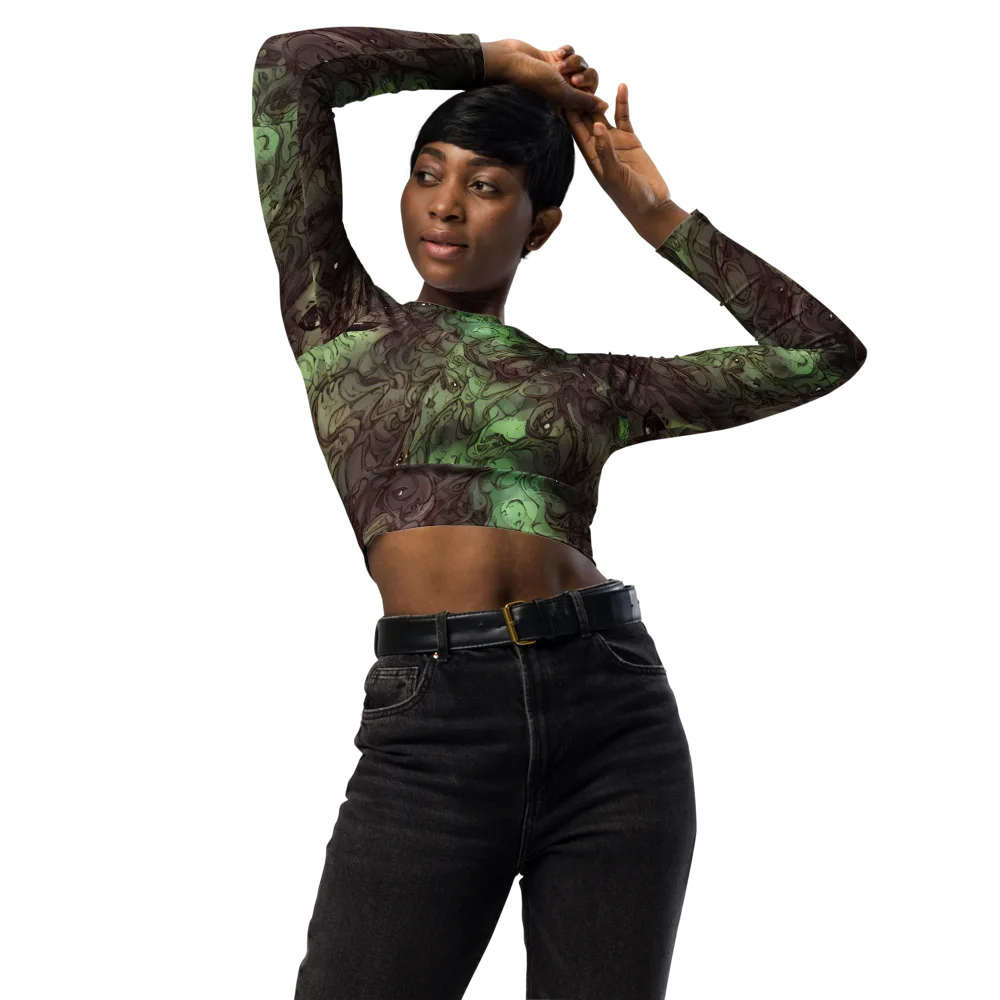 Mossborn Masquerade on Long Sleeve Crop Top — Front