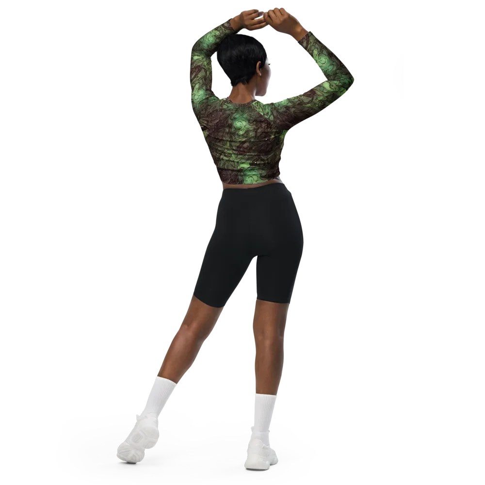 Mossborn Masquerade on Long Sleeve Crop Top — Back