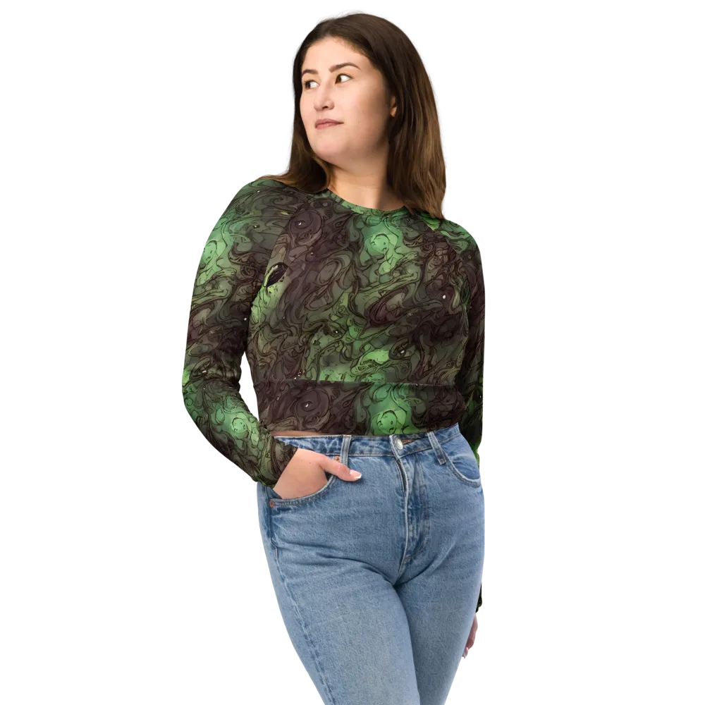 Mossborn Masquerade on Long Sleeve Crop Top — Front