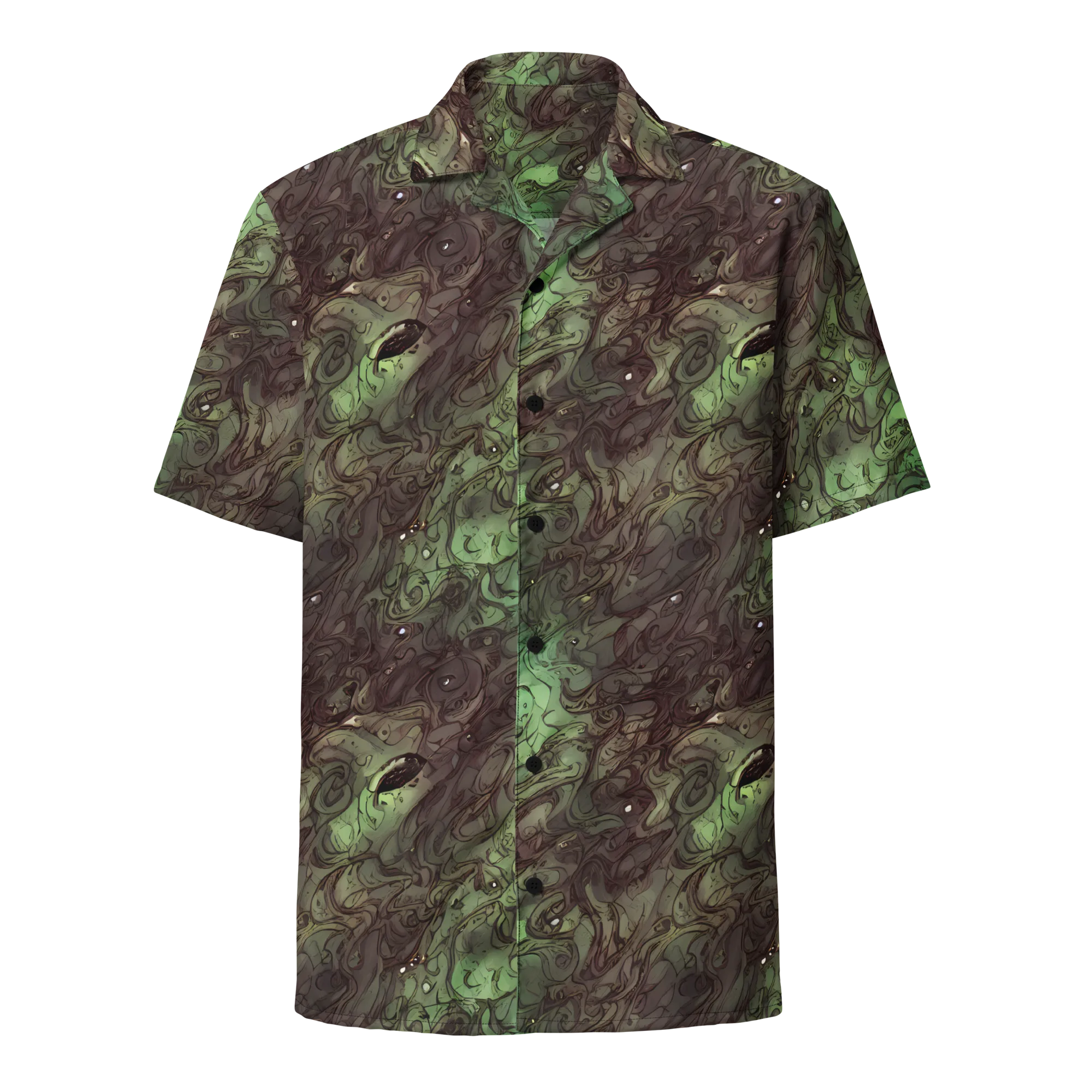 Mossborn Masquerade on Button Shirt — Front