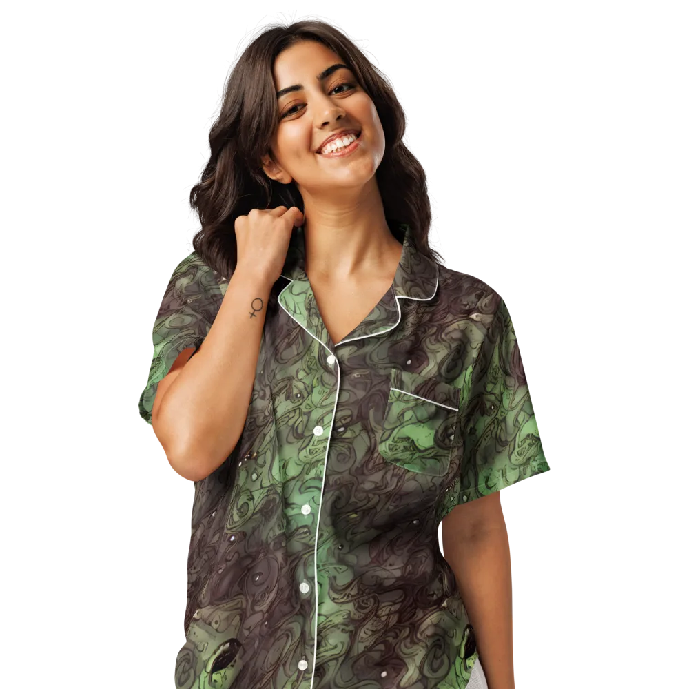 Mossborn Masquerade on Women's Short Sleeve Pajama Top — Front