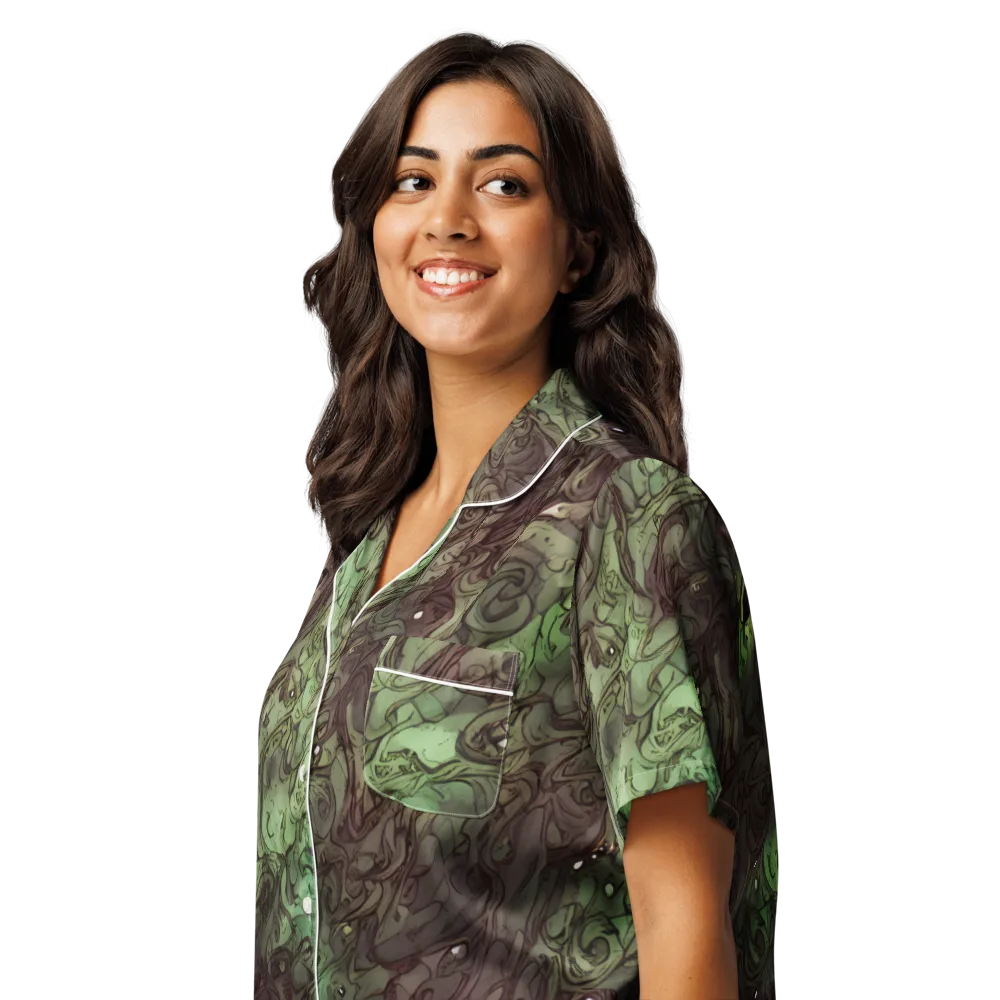 Mossborn Masquerade on Women's Short Sleeve Pajama Top — Left Front