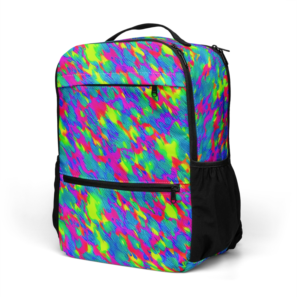 Turquoise Brushfire on Utility Backpack — Left Front