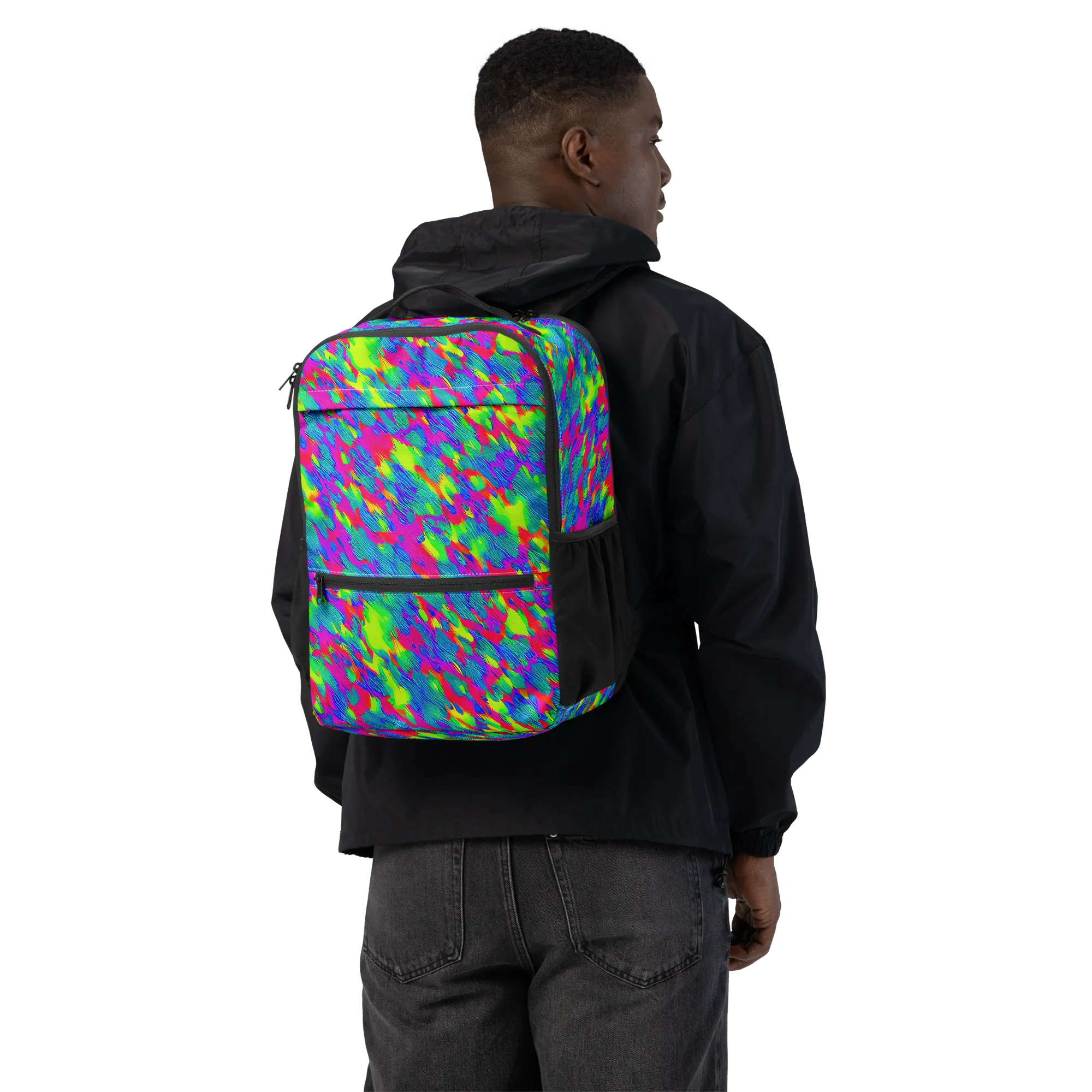 Turquoise Brushfire on Utility Backpack — Back