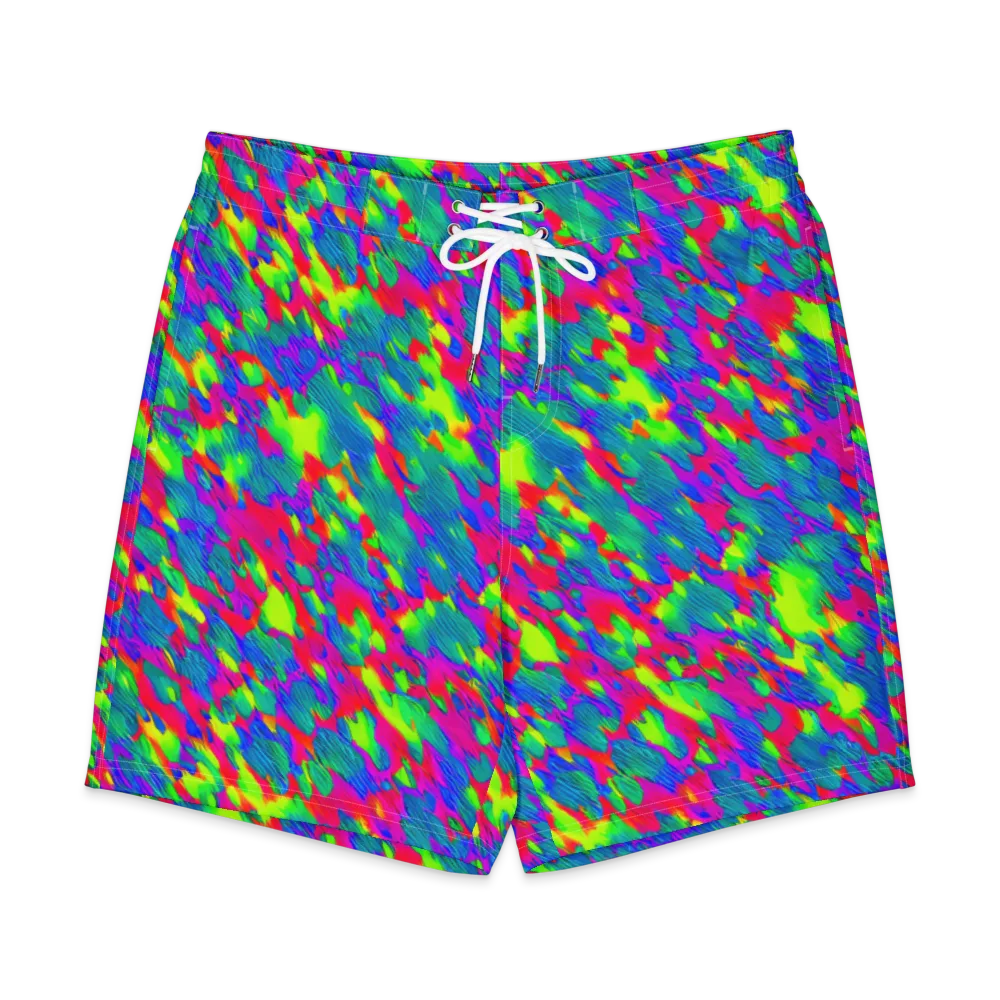 Turquoise Brushfire on Men's Board Shorts — Front