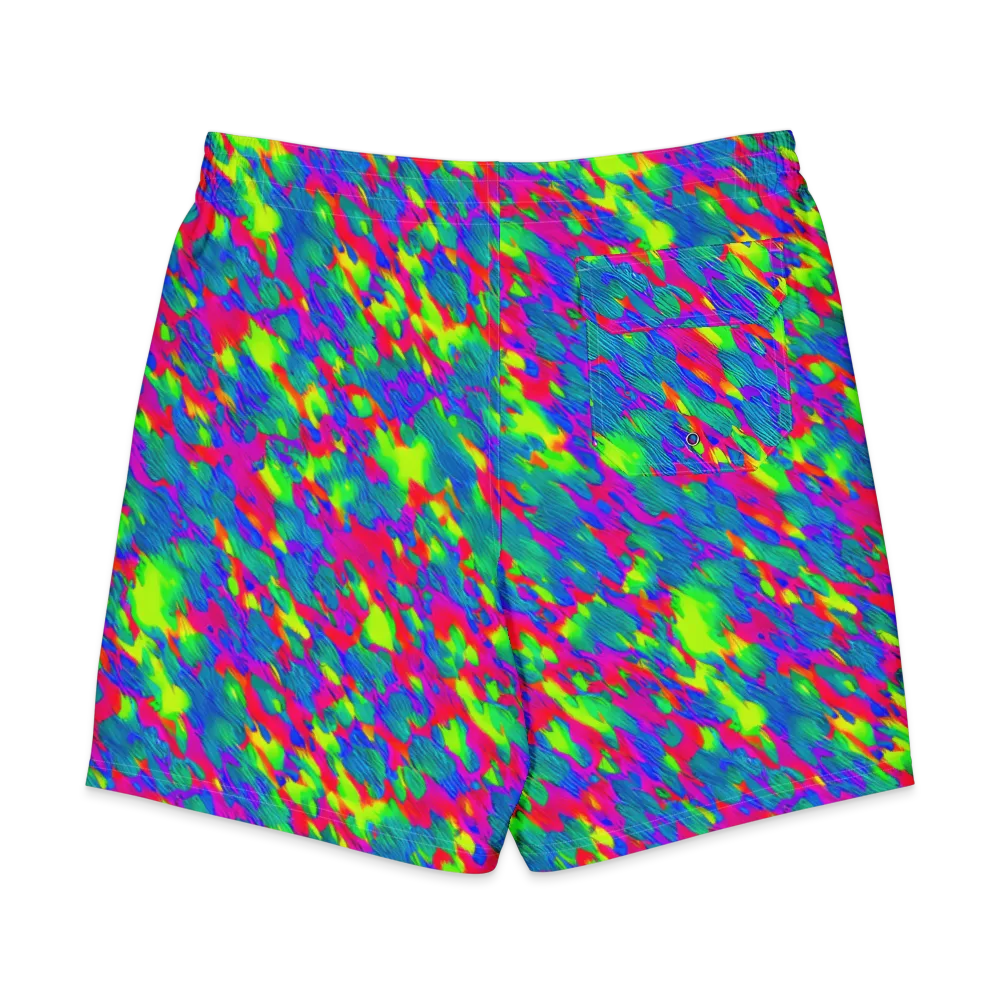 Turquoise Brushfire on Men's Board Shorts — Back