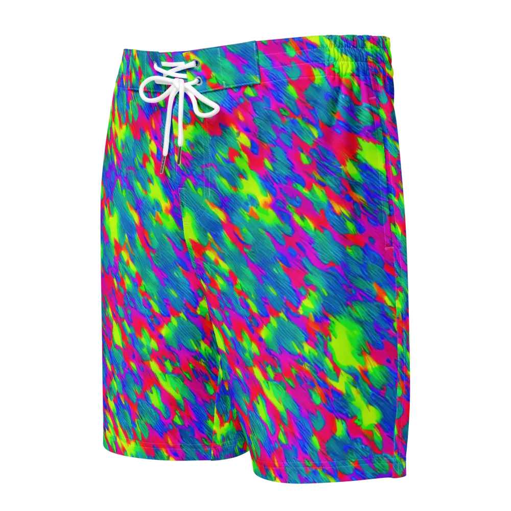 Turquoise Brushfire on Men's Board Shorts — Front