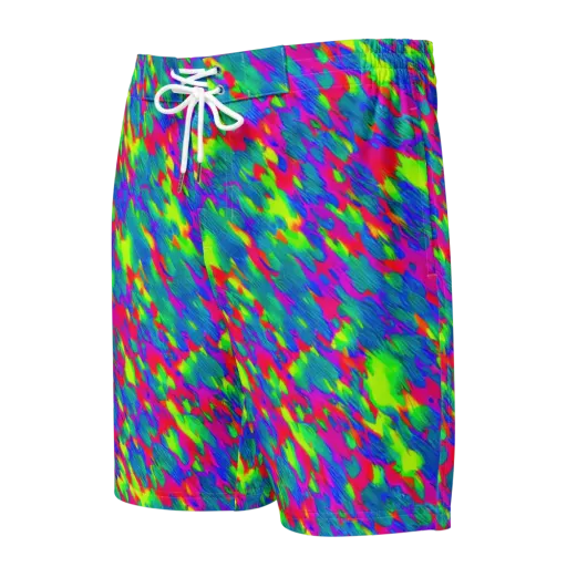 Turquoise Brushfire on a Men's Board Shorts
