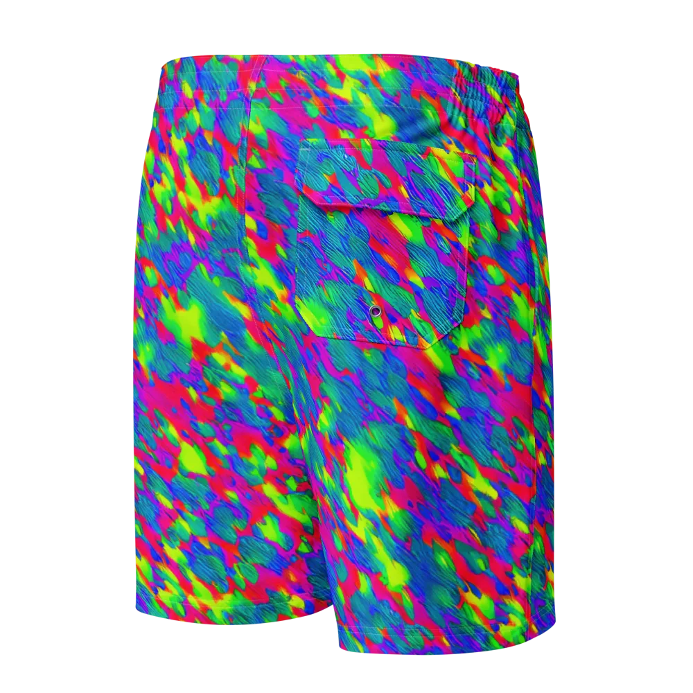 Turquoise Brushfire on Men's Board Shorts — Back