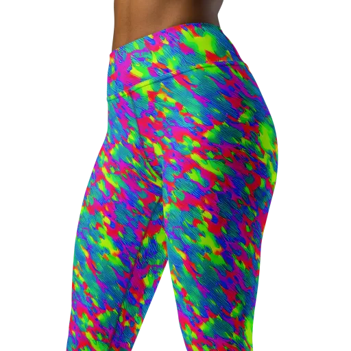 Turquoise Brushfire on a Yoga Leggings