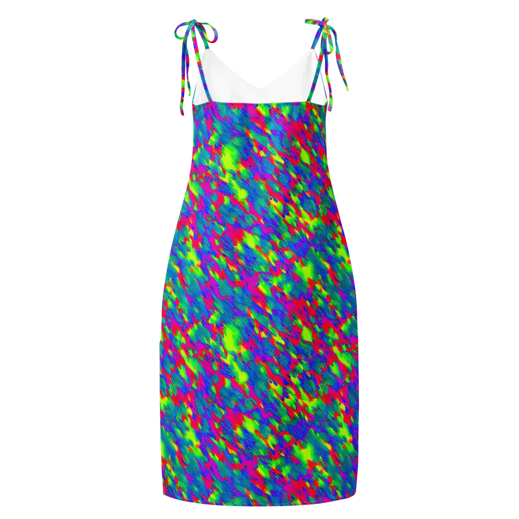 Turquoise Brushfire on Slip Dress — Back