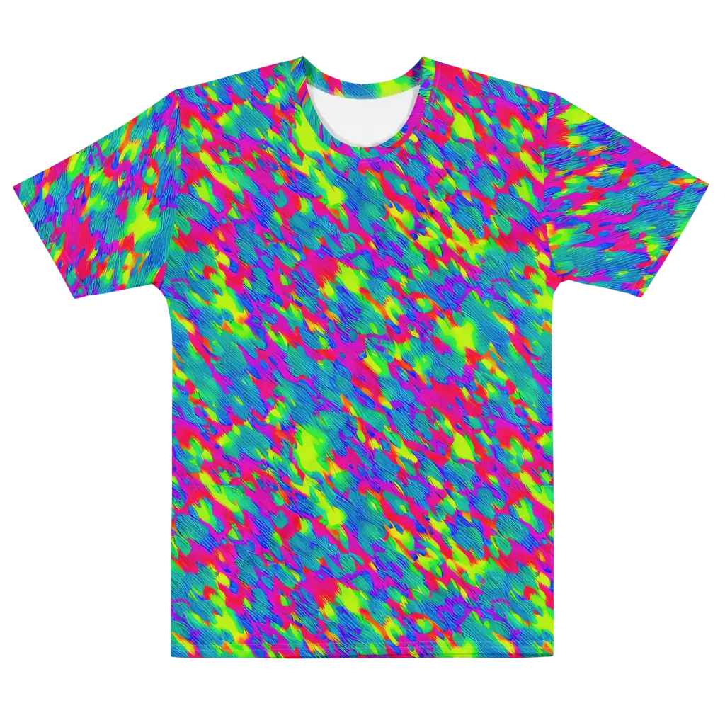 Turquoise Brushfire on Men's Cotton Crew Neck T-Shirt — Front