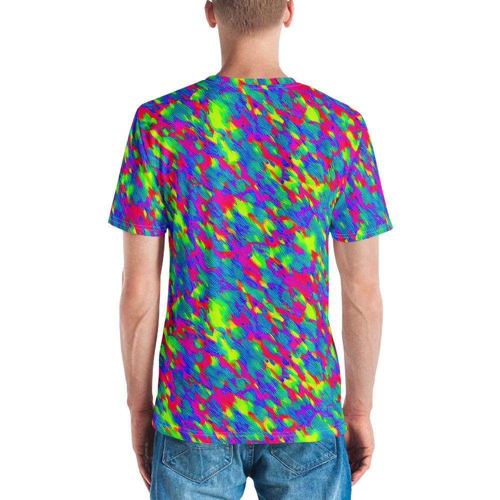 Turquoise Brushfire on Men's Crew Neck T-Shirt — Back