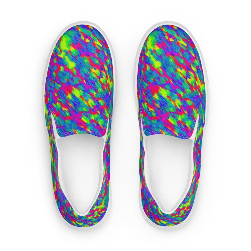Turquoise Brushfire on Men's Slip-On Canvas Shoes — Front