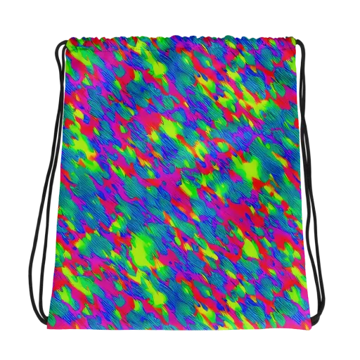 Turquoise Brushfire on a Drawstring Bag