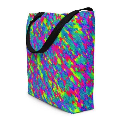 Turquoise Brushfire on a Large Tote Bag W/ Pocket
