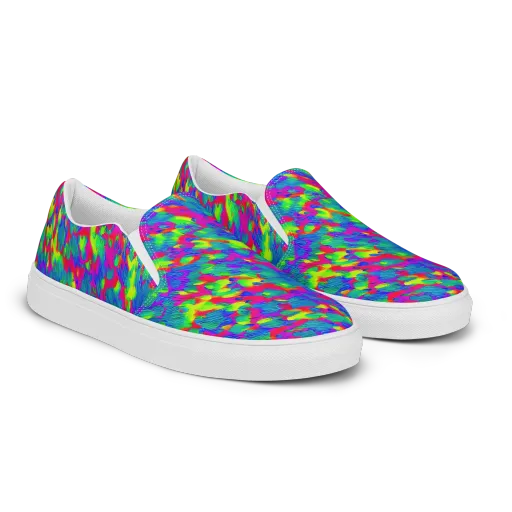 Turquoise Brushfire on a Women's Slip-On Canvas Shoes