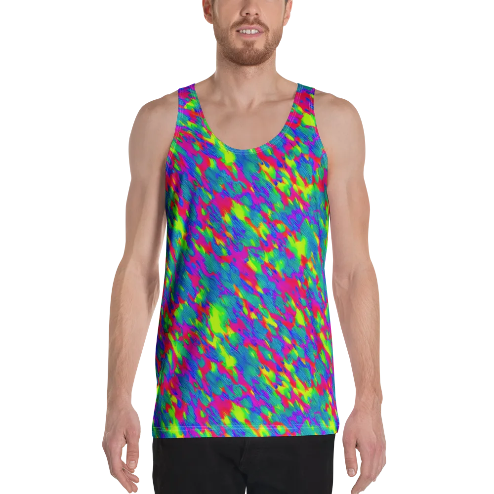 Turquoise Brushfire on Men's Tank Top — Front