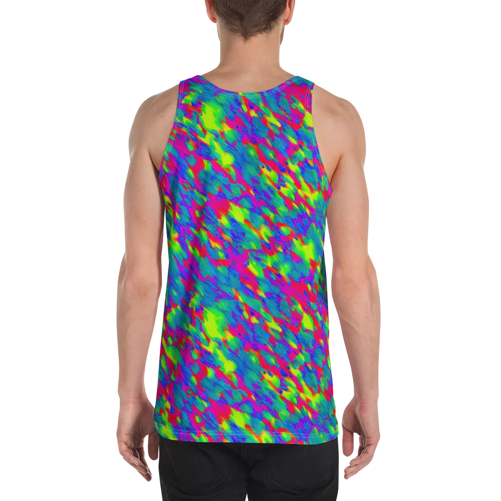 Turquoise Brushfire on Men's Tank Top — Back