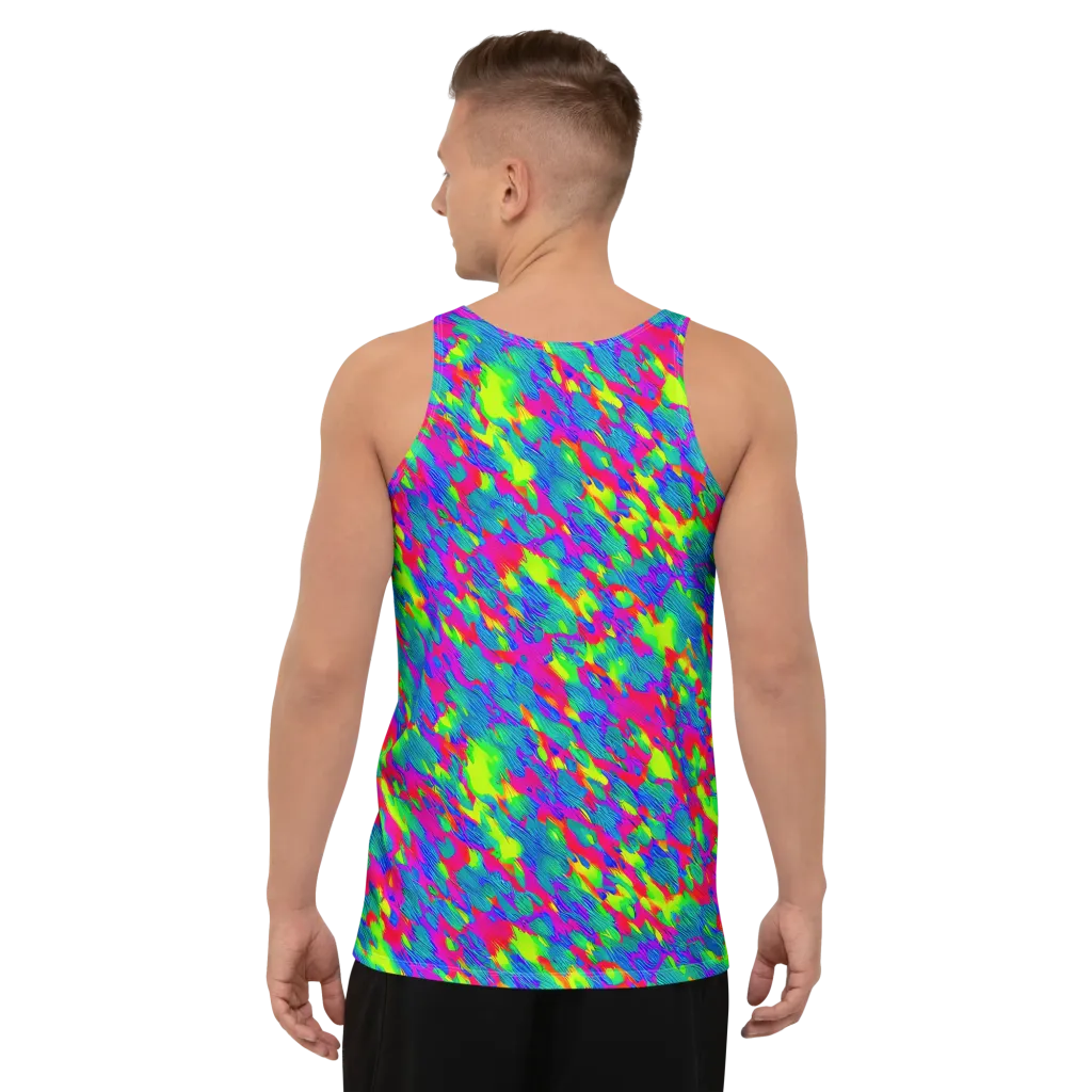 Turquoise Brushfire on Men's Tank Top — Back