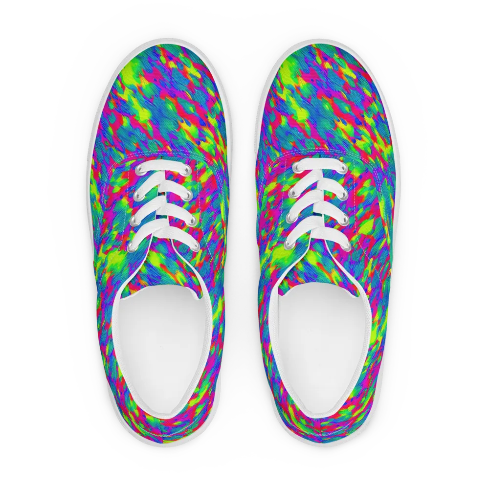 Turquoise Brushfire on Men's Lace-Up Canvas Shoes — Front