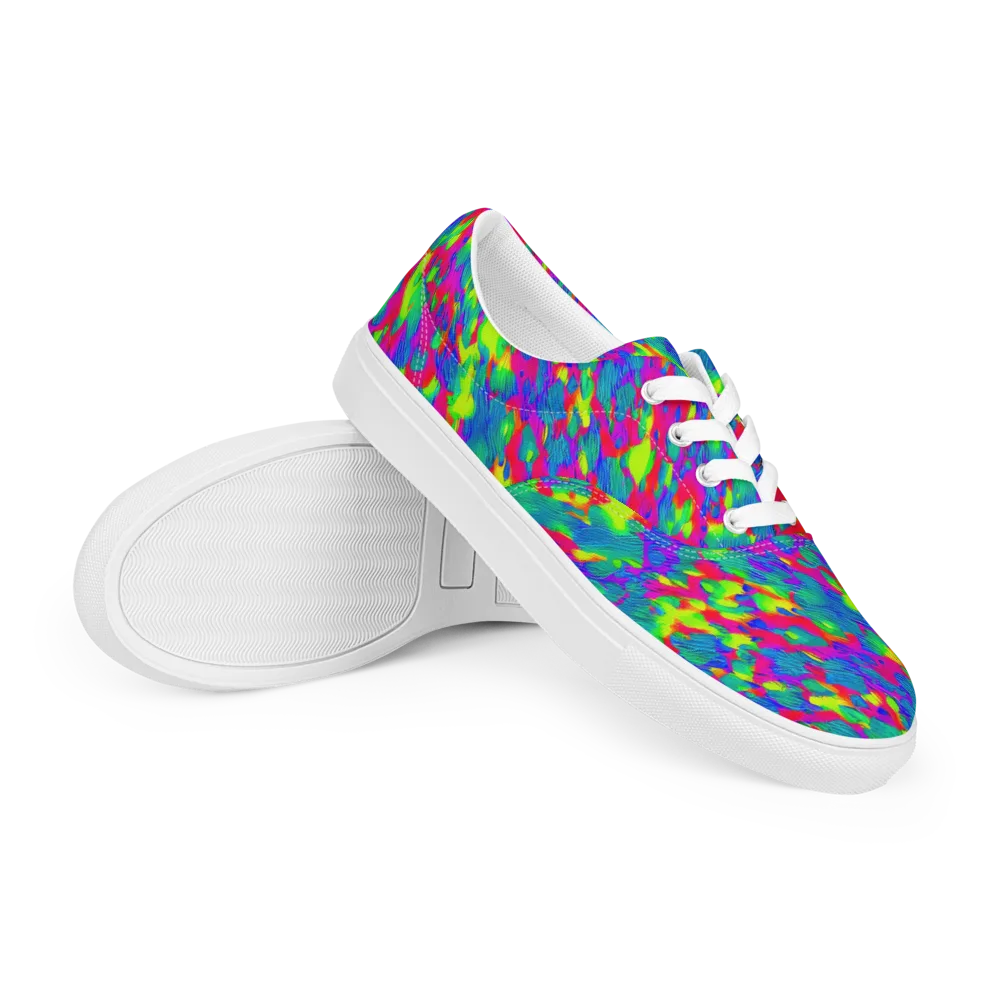 Turquoise Brushfire on Men's Lace-Up Canvas Shoes — Right Front