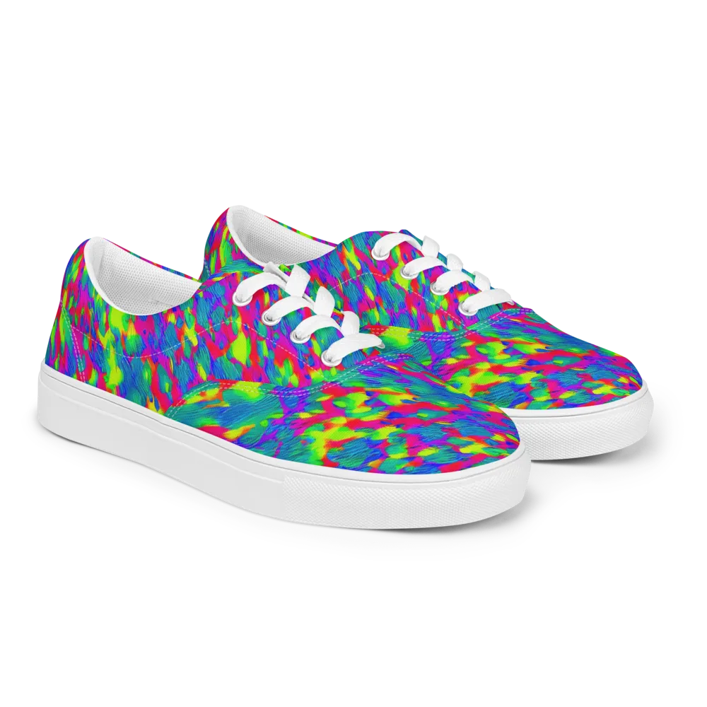 Turquoise Brushfire on Men's Lace-Up Canvas Shoes — Right Front