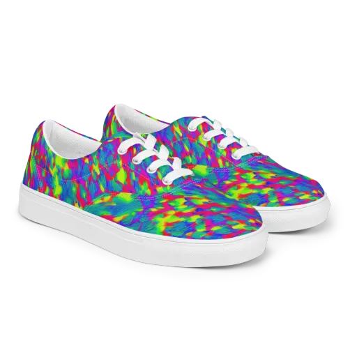 Turquoise Brushfire on a Men's Lace-Up Canvas Shoes