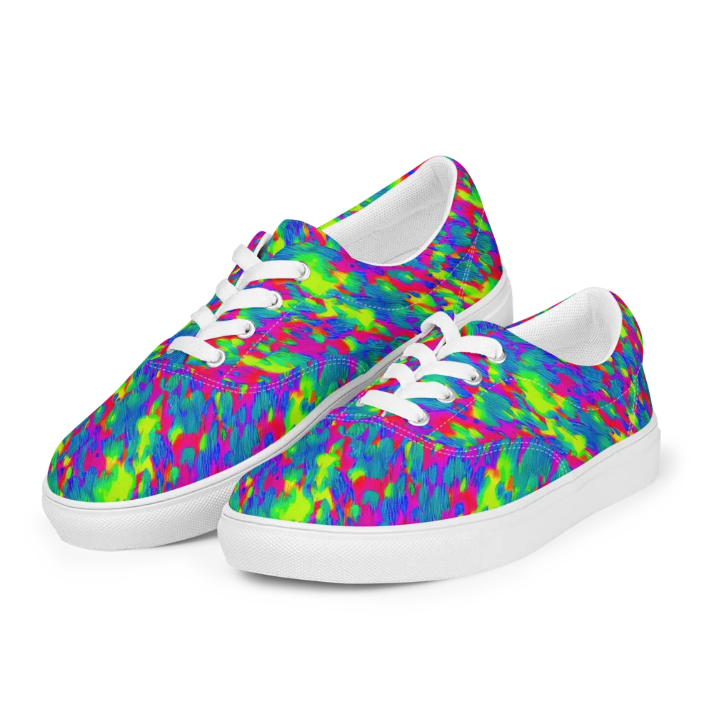 Turquoise Brushfire on Men's Lace-Up Canvas Shoes — Left Front