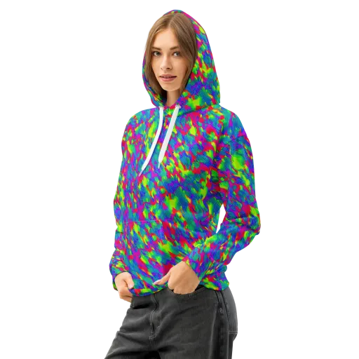 Turquoise Brushfire on a Cotton Hoodie